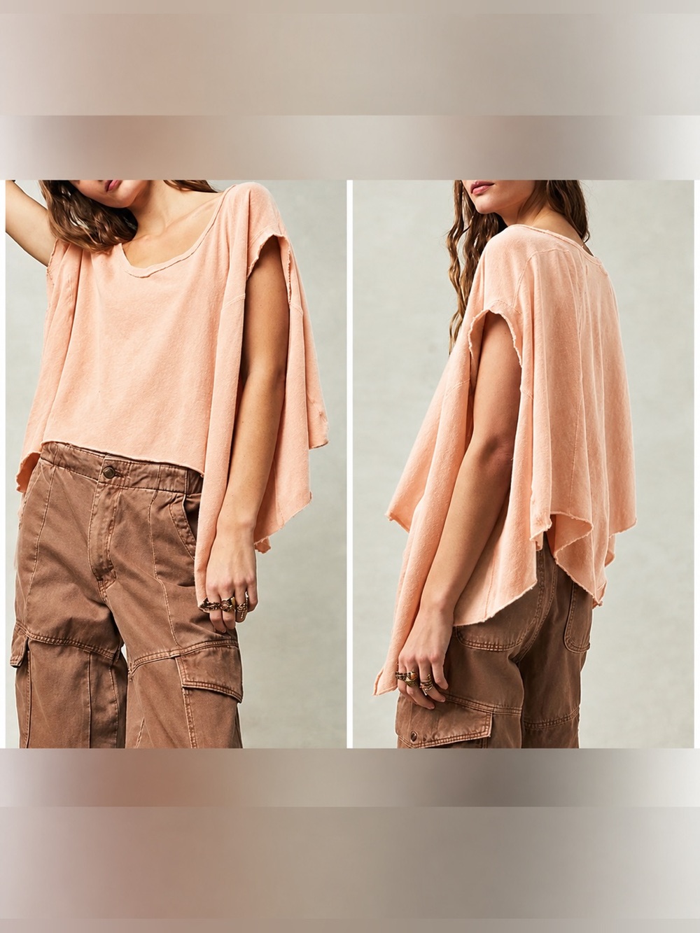 NWOT Free People We the Free Angel Tee - pomplemouse orange creamsicle - XS